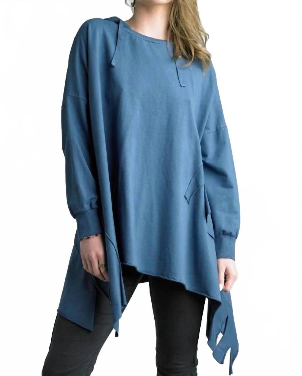 NEW TEMPO PARIS raw edge hoodie in blue